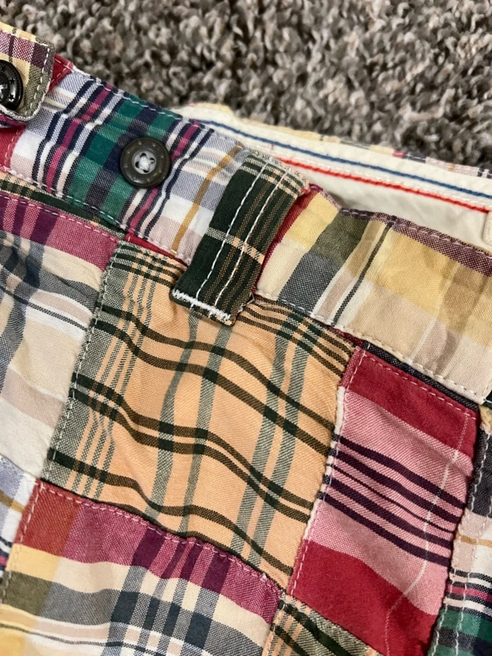 Daniel Cremieux Multicolor Madras Patchwork Cargo Shorts Beach Vacation Travel - Picture 5 of 6